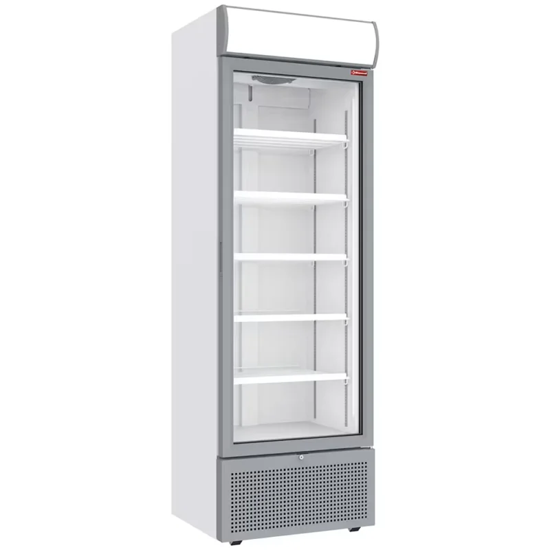 Vitrine ventilée positive 494 litres BLANCHE avec caisson lumineux Usine Directe