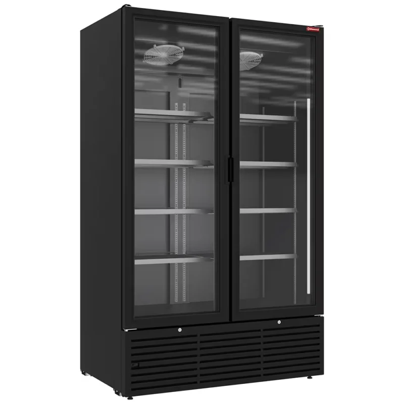 Vitrine ventilée positive 1142 litres, 2 portes battantes – NOIRE Vente Flash