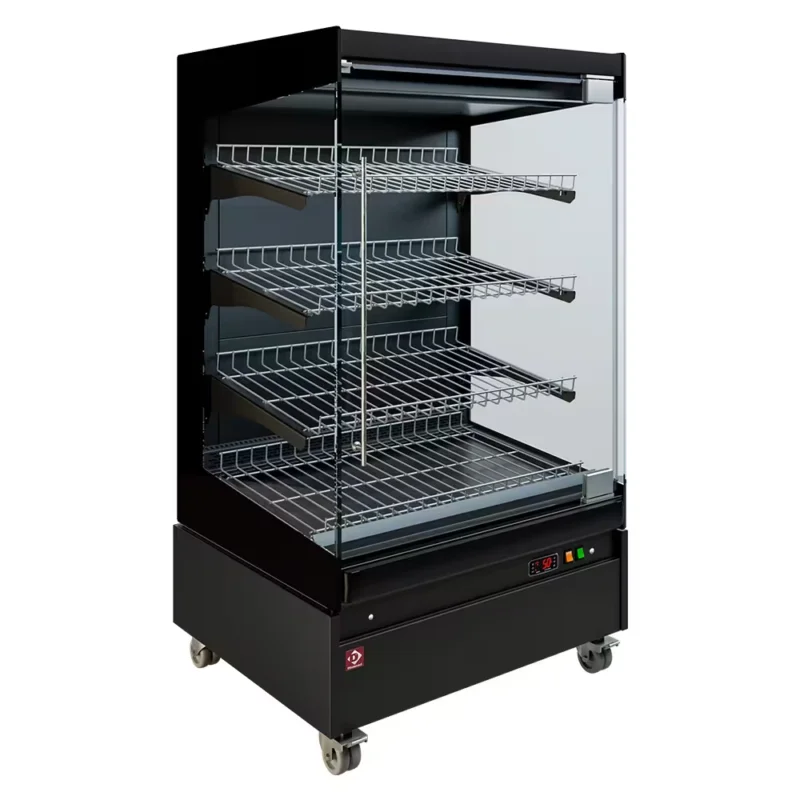 Vitrine chauffante,libre-service, avec porte vitrée, sur roues – FULL BLACK Retour Gratuit