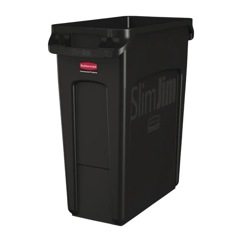 Nouvel Arrivage Collecteur de recyclage avec conduits d'aération Rubbermaid Slim Jim noir 60L