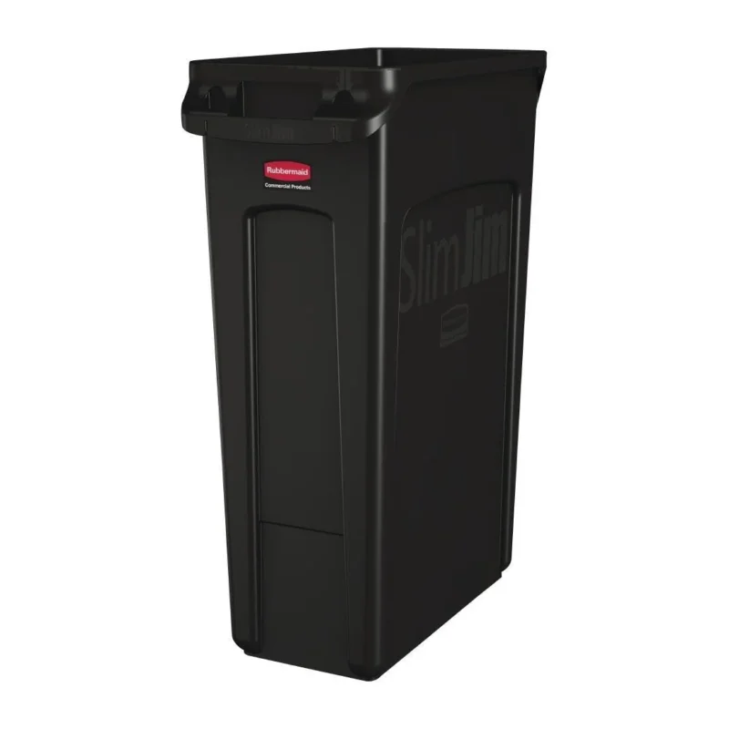 Collecteur de recyclage avec conduits d'aération Rubbermaid Slim Jim noir 87L Nouvel Arrivage