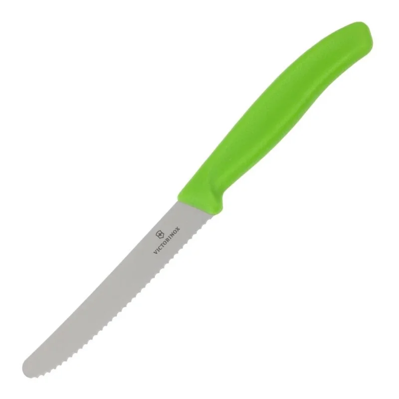 Couteau à tomate lame dentée Victorinox vert 11cm Prix Bas