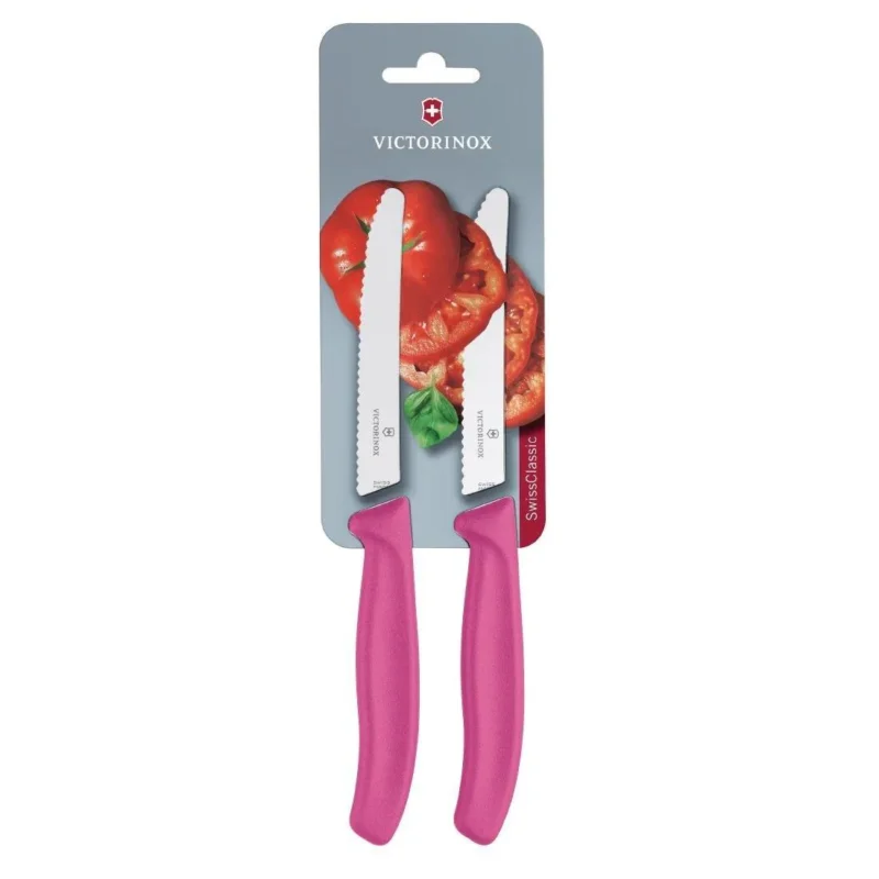 Set de couteaux à tomates et de table dentés Victorinox 11cm roses (lot de 2) Promotion