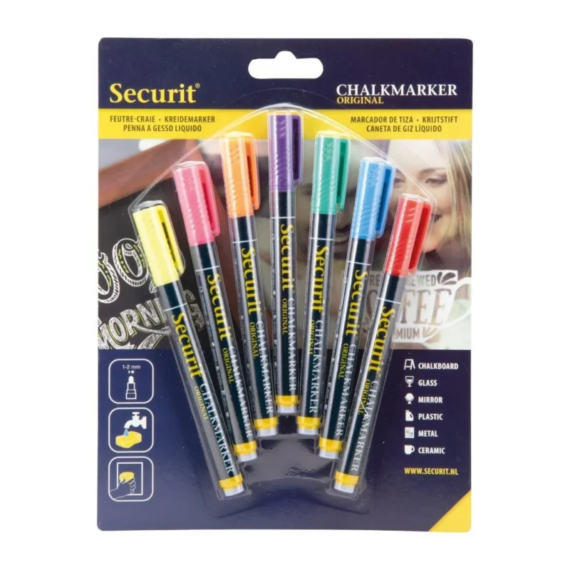 Marqueurs craie liquide Securit pointe 1-2mm couleurs (lot de 7) Offre Exclusive