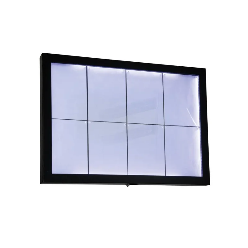 Porte-menu mural à LED blanches en acier noir Securit 8xA4 Offre Limitée