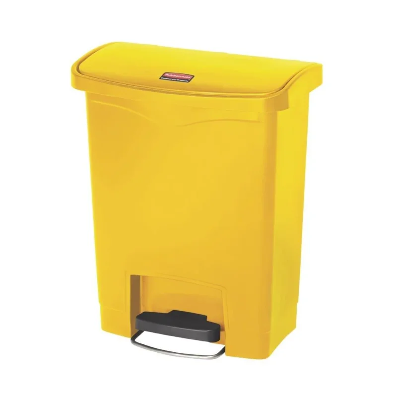 Poubelle à pédale frontale large Slim Jim Step-On Rubbermaid jaune 30L Prix Promo