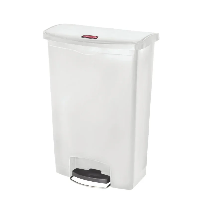Achat Immédiat Poubelle à pédale frontale large Slim Jim Step-On Rubbermaid blanche 90L