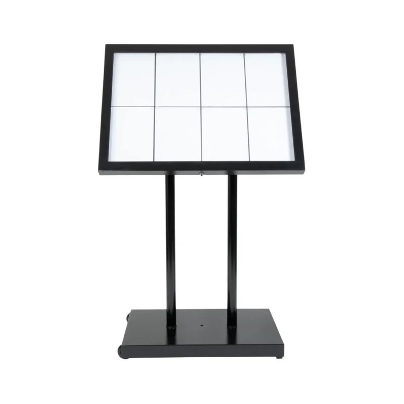 Porte-menu à LED blanches en acier noir Securit 8xA4 avec poteau et socle Pas Cher