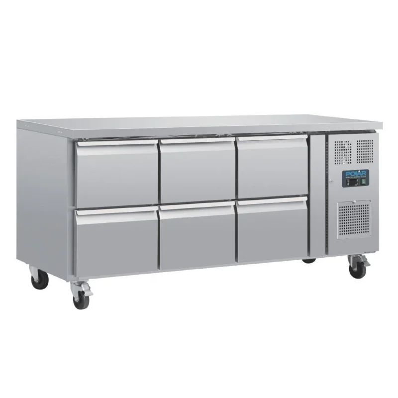 Table réfrigérée GN 1/1 ventilée 6 tiroirs Polar Série U Meilleur Choix