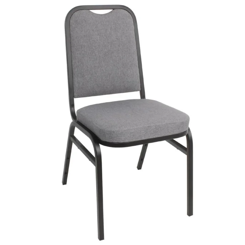 Soldes Chaise de banquet avec dossier carré et tissu gris Bolero lot de 4
