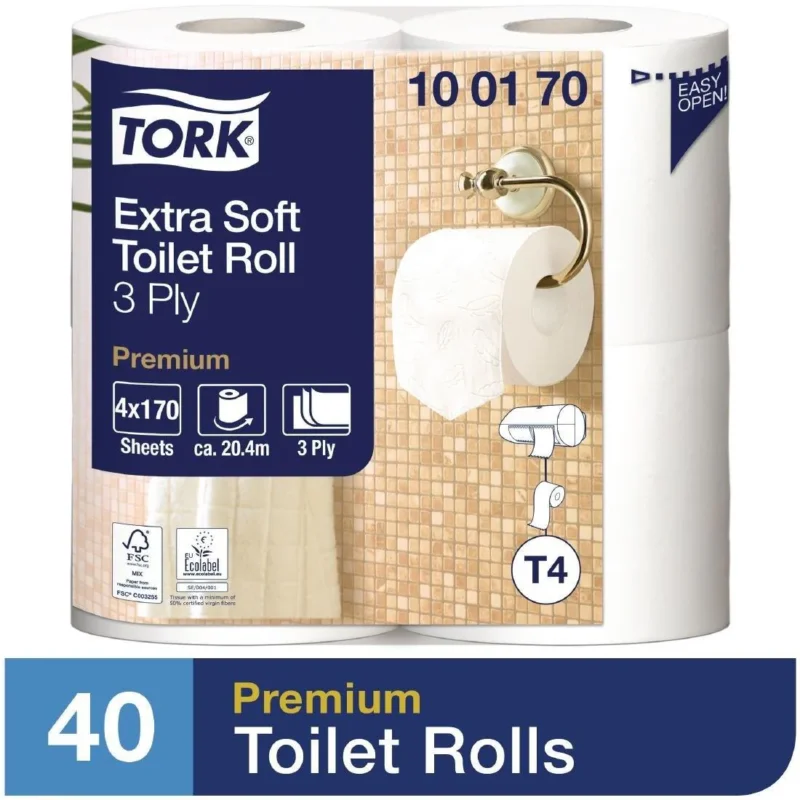 Papier toilette rouleau traditionnel extra doux Tork 3 plis(Lot de 40) Nouvelle Collection