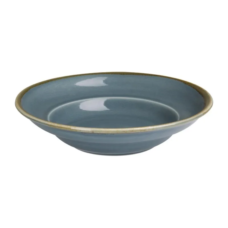 Assiettes à pâtes Olympia Kiln couleur océan 250mm (lot de 4) Prix Promo