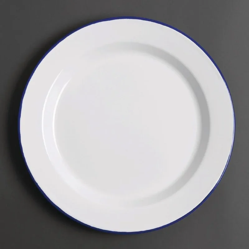 Assiette plate en acier émaillé Olympia 300mm lot de 6 Haute Qualité