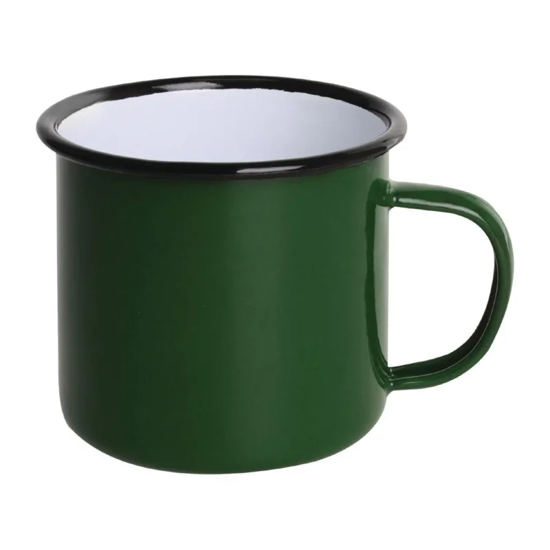 Acheter En Ligne Mugs en acier émaillé vert et noir Olympia 350ml