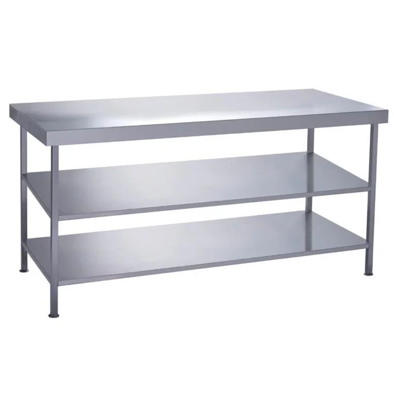 Table centrale inox entièrement soudée avec 2 étagères inférieures Parry 1200x600mm Commande En Gros