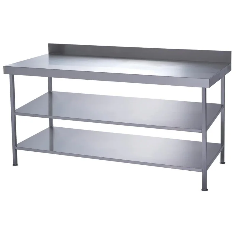 Table murale inox entièrement soudée avec 2 étagères inférieures Parry 1800x600mm Soldes