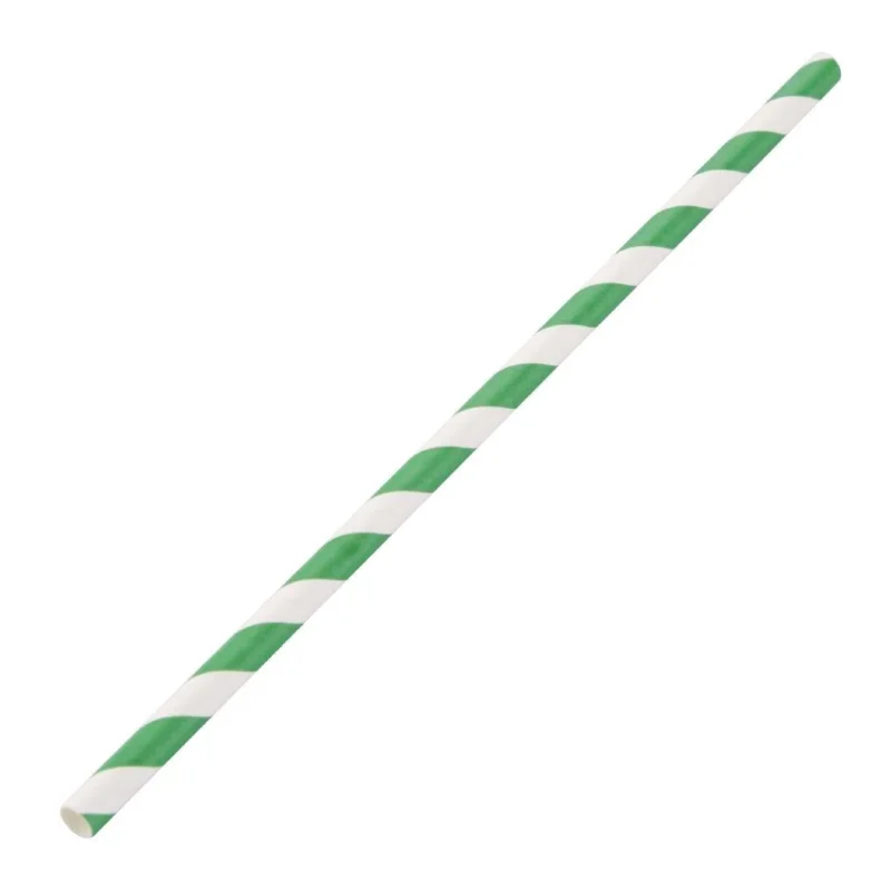 Authentique Pailles en papier compostables Fiesta Compostable rayées vert et blanc