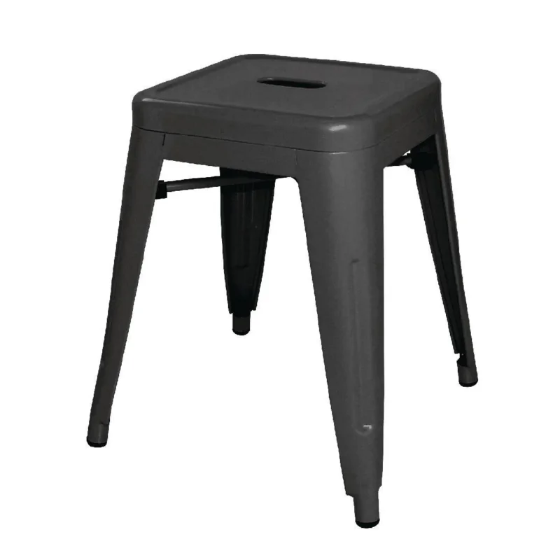 Produit De Marque Tabourets bas en acier noirs Bolero Bistro (lot de 4)