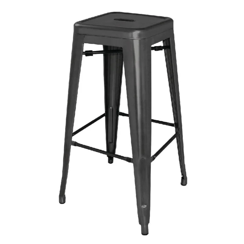 Meilleure Vente Tabourets hauts en acier galvanisé Bolero Bistro noirs (lot de 4)