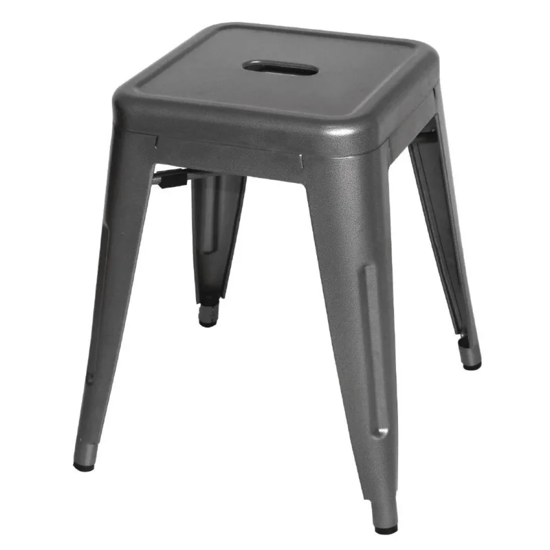 Tabourets bas en acier gris métalBolero Bistro (lot de 4) Jusqu’à Épuisement Des Stocks