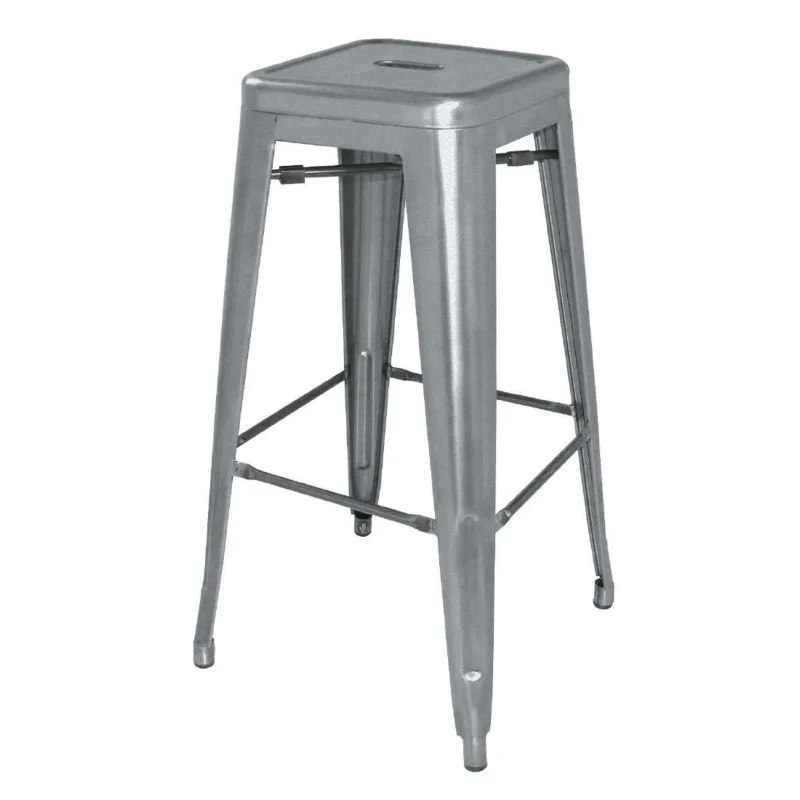 Authentique Tabourets hauts en acier galvanisé Bolero Bistro gris métalisé (lot de 4)