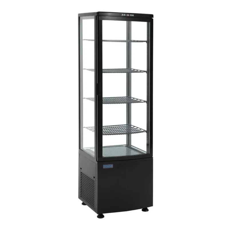 Vitrine réfrigérée avec portes incurvées Polar Série C noire 235L Expédition Rapide