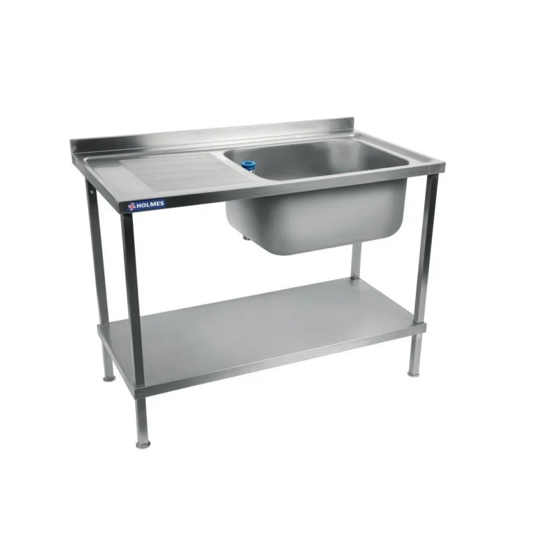 Plonge inox soudée cuve à droite égouttoir à gauche Holmes 1000mm Commander Maintenant