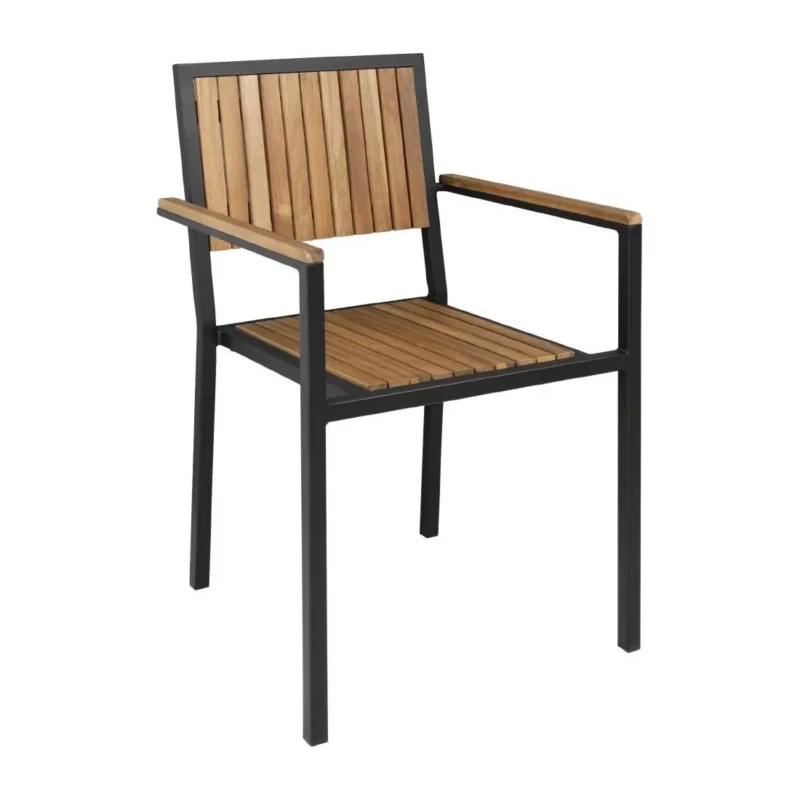 Fauteuils en acier et acacia Bolero (lot de 4) Paiement Sécurisé