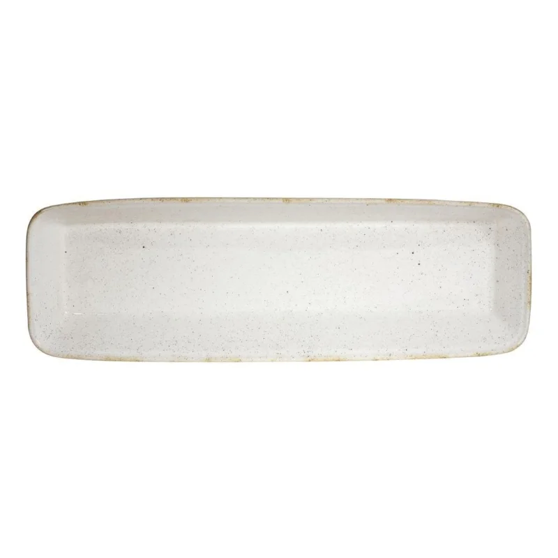 Plats à four rectangulaires Churchill Stonecast Hints blanc orge 160 x 530 mm (lot de 2) Solde