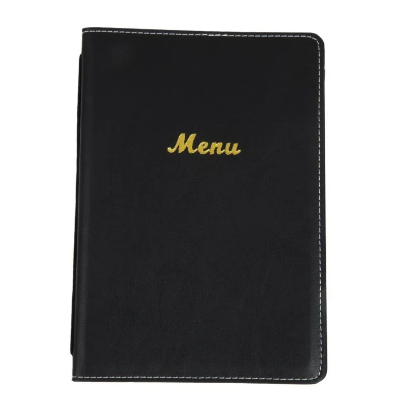Protège-menus en simili cuir Olympia A5 noir Populaire