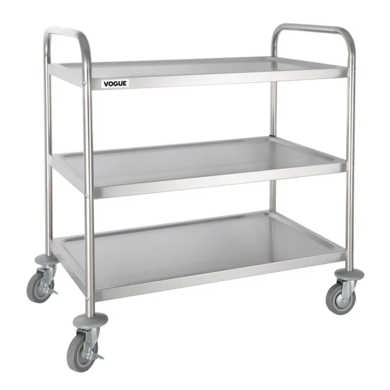 Meilleur Choix Grand chariot de débarrassage en acier inoxydable Vogue 3 niveaux