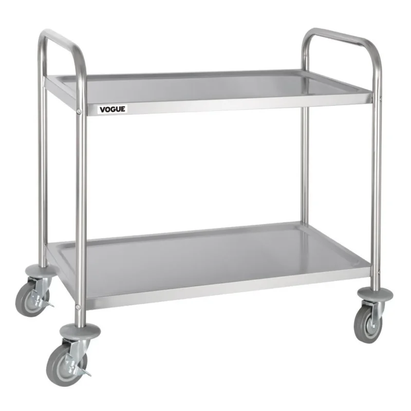 Bon Plan Chariot de débarrassage en acier inoxydable Vogue 2 niveaux