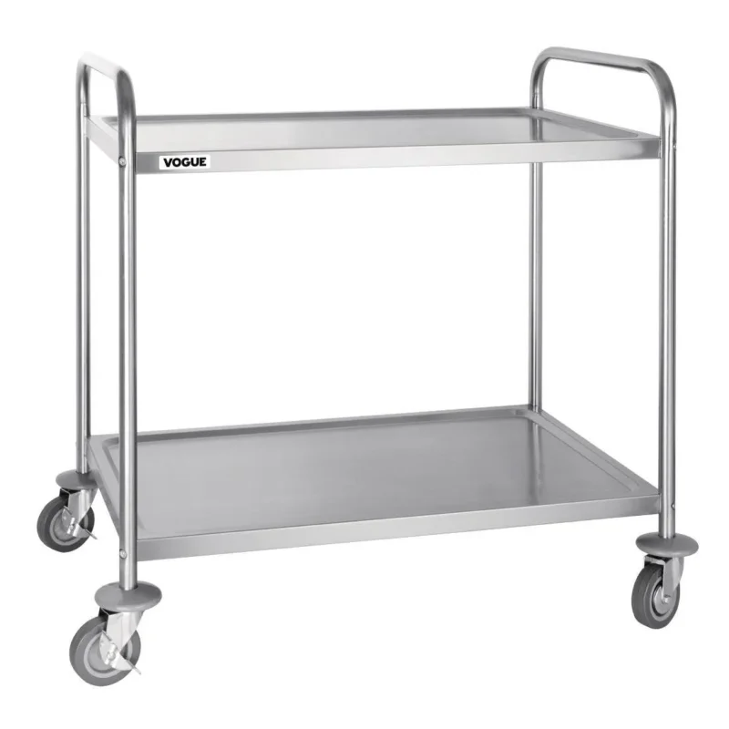 Expédition Rapide Grand chariot de débarrassage en acier inoxydable Vogue 2 niveaux