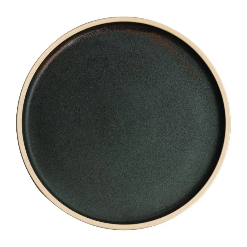 Solde Assiettes plates bord droit vert bronze Olympia Canvas 25 cm(Lot de 6)