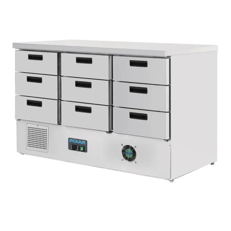 Top Vente Table réfrigérée positive 9 tiroirs Polar série G 368L