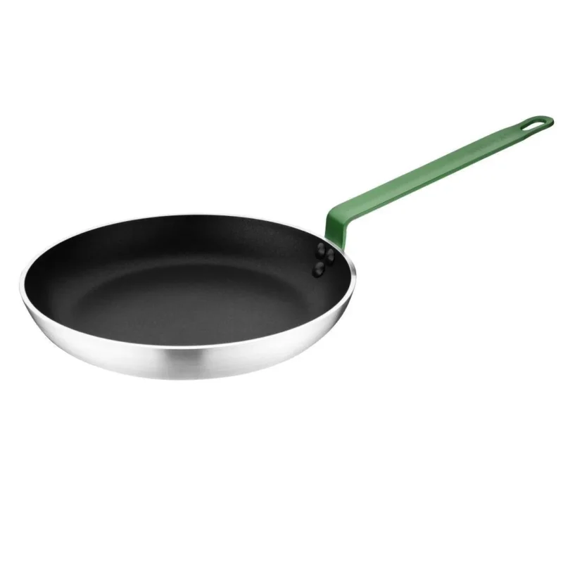Poêle aluminium antiadhésive Teflon Platinum Plus Hygiplas avec manche vert 280mm Prix Réduit