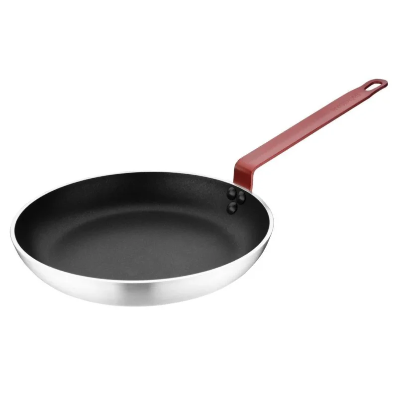 Expédition Rapide Poêle aluminium antiadhésive Teflon Platinum Plus Hygiplas avec manche rouge 280mm