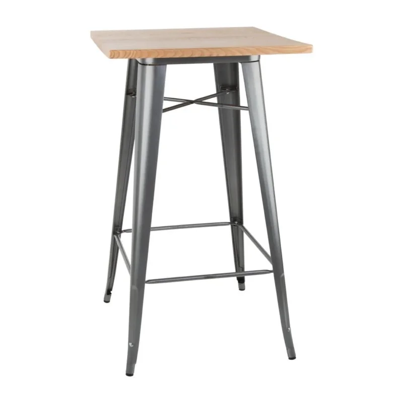 Remise Mange-debout gris avec plateau en bois Bolero Bistro