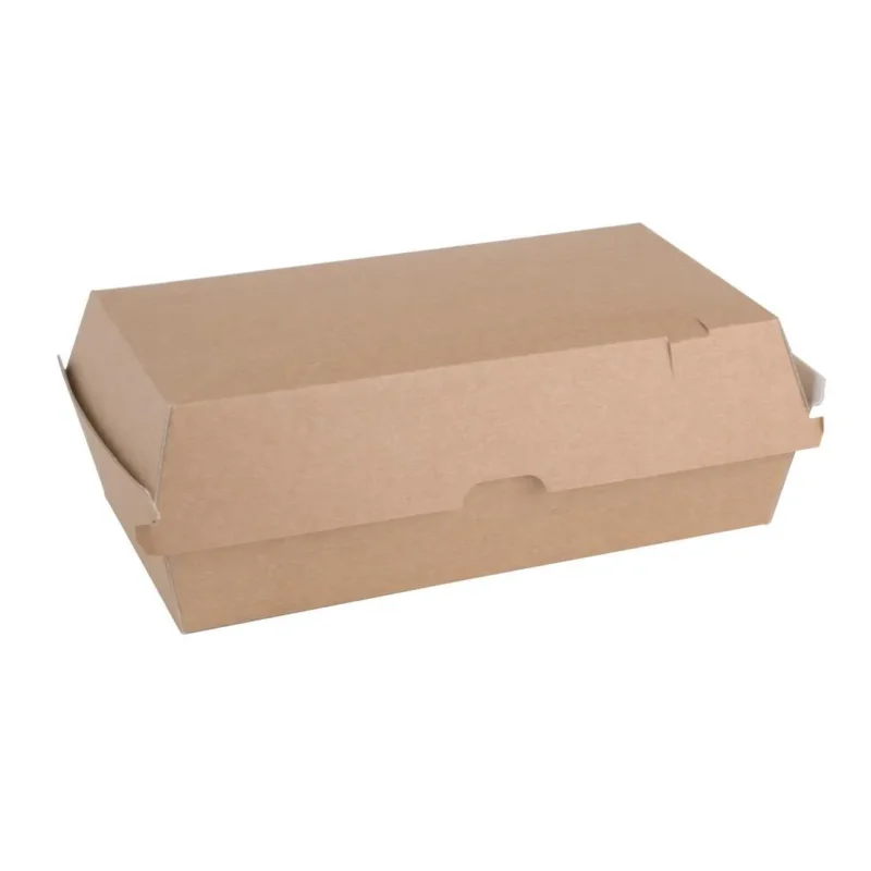 Expédition Rapide Grandes boîtes kraft avec couvercle à charnière compostables Fiesta Compostable 204mm (lot de 100)