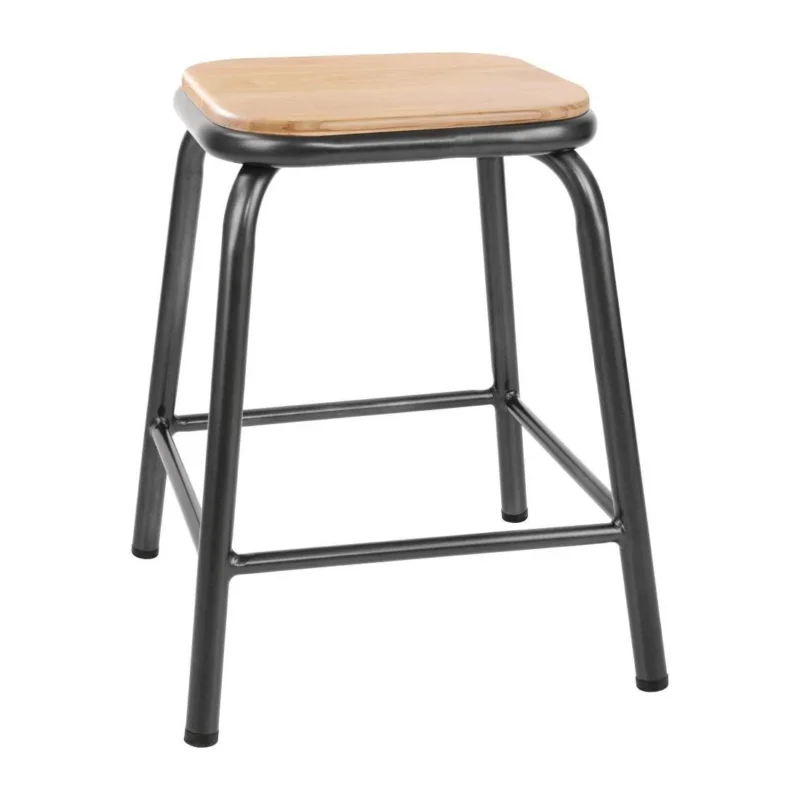 Livraison Express Tabourets bas avec assise en bois Bolero Cantina gris métal (lot de 4)