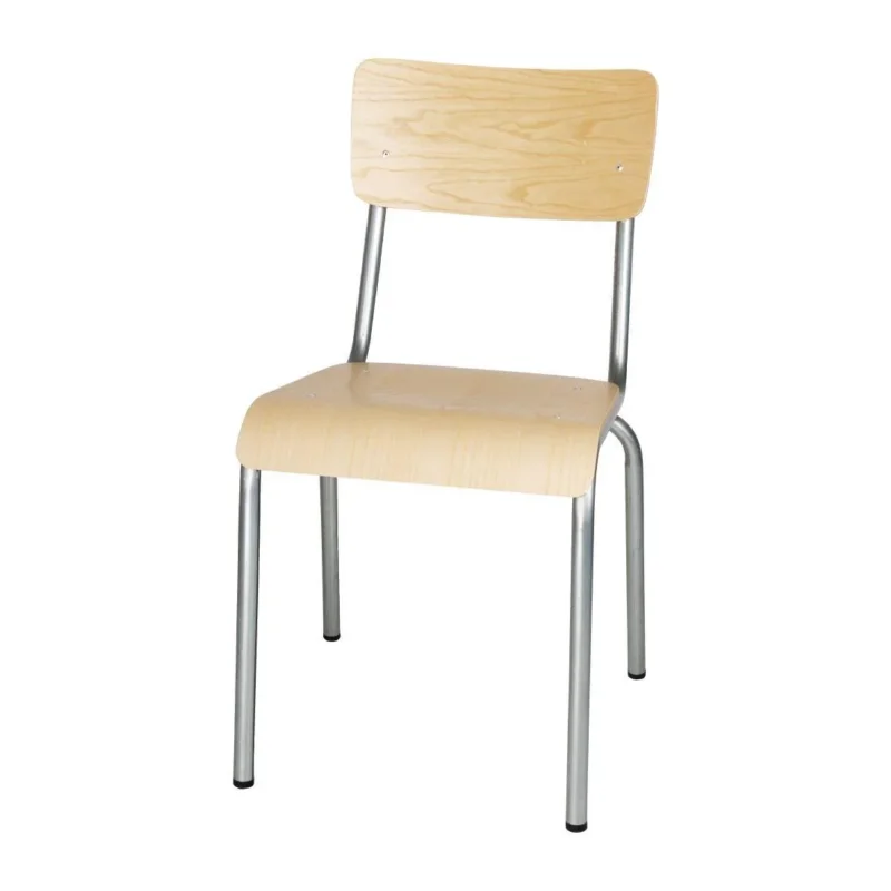 Prix Réduit Chaises avec assise et dossier en bois Bolero Cantina galvanisées (lot de 4)