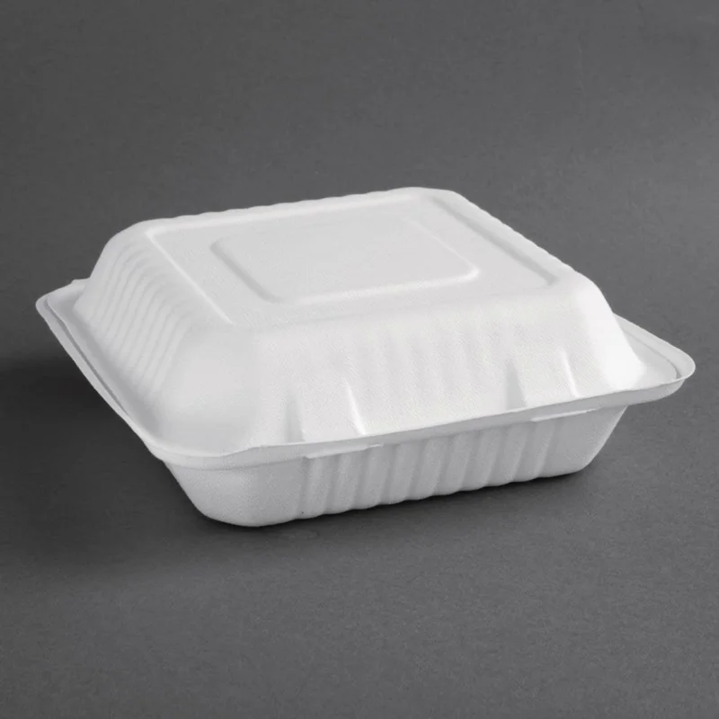 Livraison Gratuite Boîtes avec couvercle à charnière Recyclables en bagasse Fiesta Recyclable 236mm (lot de 200)