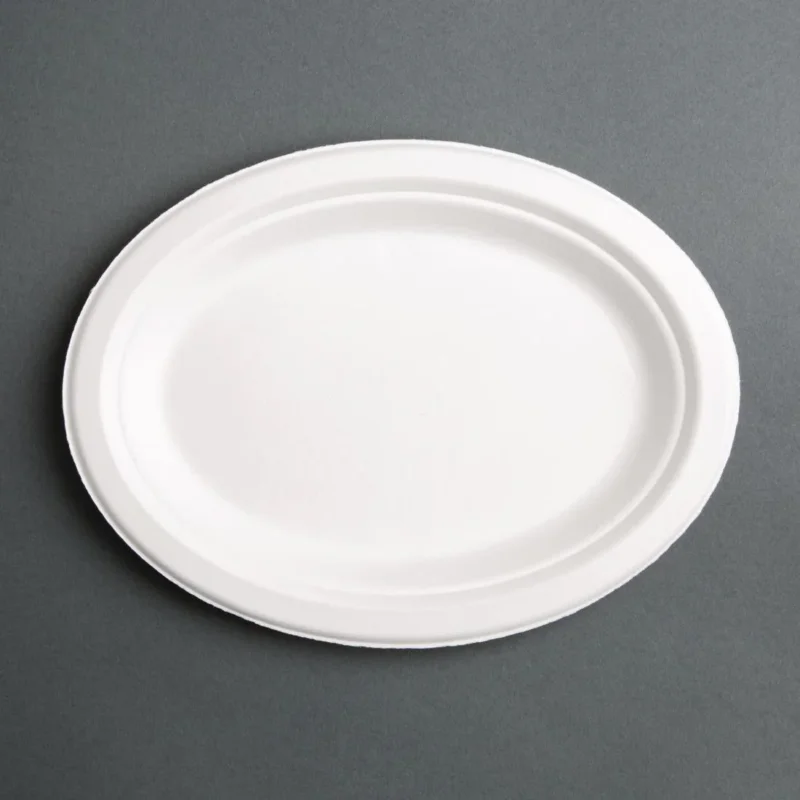 Quantité Limitée Assiettes ovales compostables en bagasse Fiesta Compostable 198mm (lot de 50)