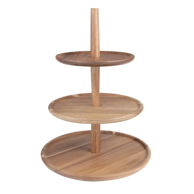 Commande En Gros Présentoir en acacia 3 niveaux Olympia 305(Ø) x 395(H)mm