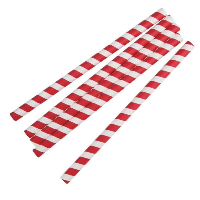 Expédition Rapide Pailles à smoothie compostables en papier emballées individuellement Fiesta Compostable à rayures rouges (lot de 250)