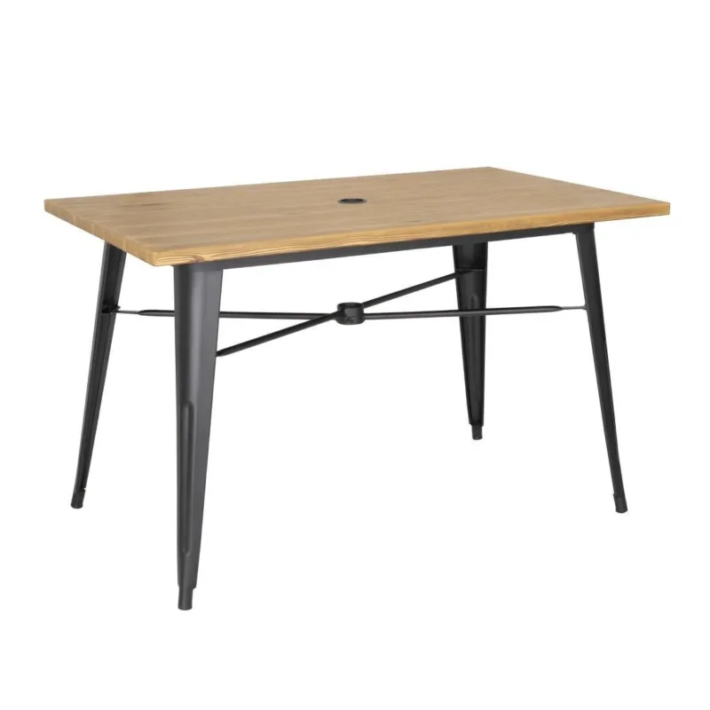 Table d'extérieur en aluminium et bois Bolero Complete 120x76 cm bois clair Usine Directe