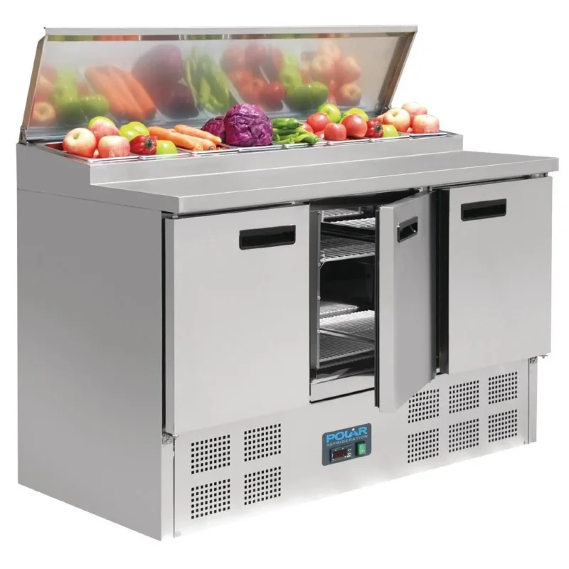Comptoir de préparation réfrigéré pizzas et salades Polar Série G 390L Prix Bas