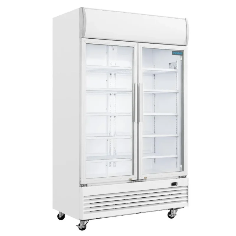Marque Armoire réfrigérée 2 portes vitrées à charnières avec caisson lumineux Polar Série G 950L