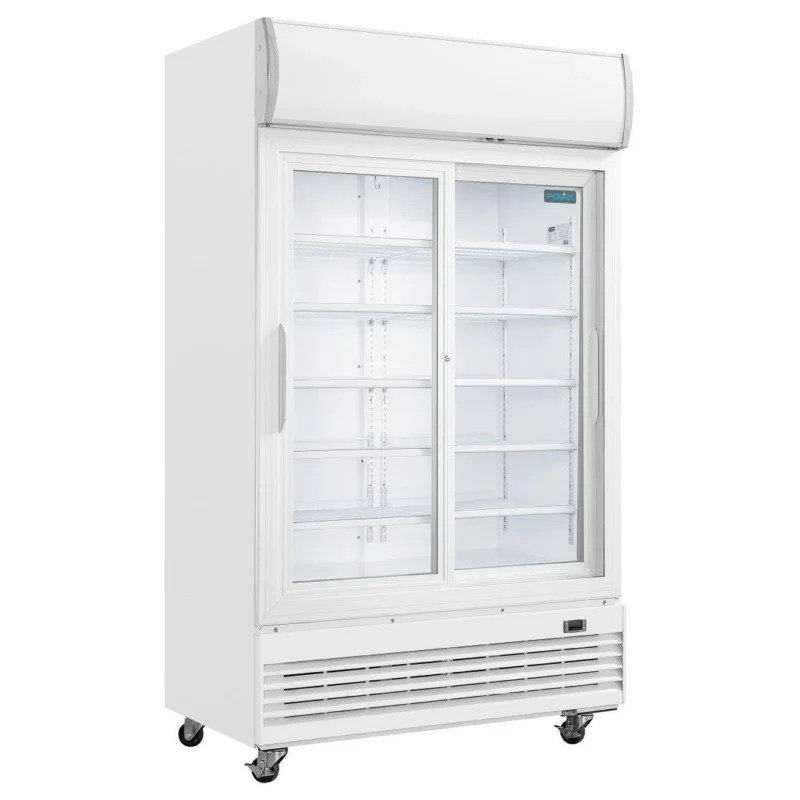Commande En Gros Armoire réfrigérée 2 portes vitrées coulissantes avec caisson lumineux Polar Série G 950L
