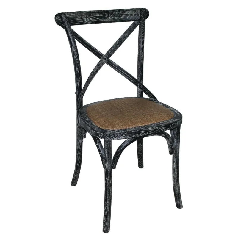 Super Prix Chaises en bois patiné avec dossier croisé Bolero noires (lot de 2)